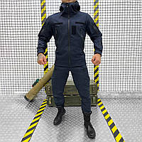 Мужской демисезонный Костюм Police Куртка + Брюки / Полевая форма Softshell синяя размер M