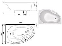Акрилова ванна Kolo Promise 1700х1100х595 з ніжками XWA3271 (Лева), фото 3