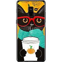 Чехол 2d пластиковый на телефон Samsung Galaxy A8 Plus 2018 A730F Осенний кот "4026t-1345-58250"