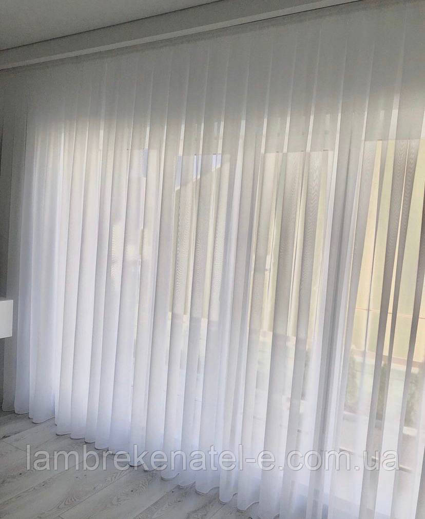 Готовий короткий тюль шифон білого кольору в зал, 6 м/1,6 м, фото 1