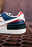 Жіночі кросівки Nike Air Force 1 Shadow Blue Pink (Білі з синім) Найк Аір Форс 1 шкіра демісезон 36-39 розмір, фото 7