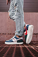 Жіночі кросівки Nike Air Force 1 Shadow Blue Pink (Білі з синім) Найк Аір Форс 1 шкіра демісезон 36-39 розмір