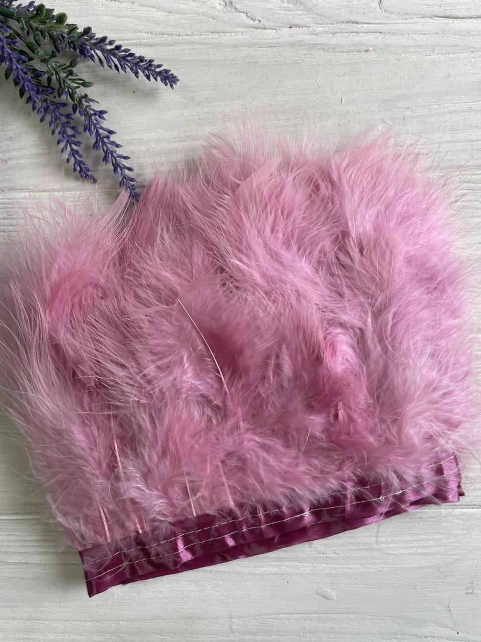 Пір'яна тасьма з лебедя 2 метри , темно рожева, фото 1