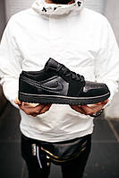 Мужские и женские кроссовки Nike Air Jordan 1 Low Black (Черные) Обувь Джорданы кожа демисезон только 40-25 см