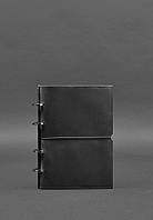 Кожаный блокнот А5 на кольцах (софт-бук) 9.0 в мягкой черной обложке BlankNote CP, код: 8132168