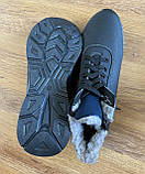 Чоловічі зимові кросівки чорні теплі екошкіра на шнурках на блискавці хутряні прошиті львівські (код 6549), фото 9