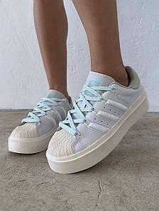 Жіночі Кросівки Adidas Superstar Beige Blue 36-37-40