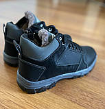 Чоловічі зимові кросівки екошкіра чорні на шнурках на блискавці теплі хутряні прошиті львівські (код 5430), фото 4
