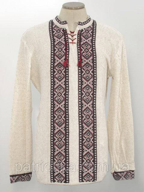 Чоловіча в'язана вишиванка "Хрестики чорно-червоні" 20202