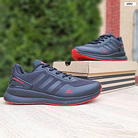 Мужские кроссовки Adidas Glide (чёрные с красным) непромокаемые демисезонные лёгкие кроссы О10651