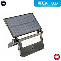 Прожектор світлодіодний GTV LUMOS LED 10W 850Lm 6400K IP65 автономний на сонячній панелі, з датчиком руху