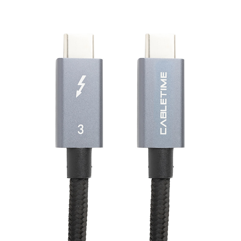 Кабель PowerPlant Thunderbolt 3, USB-C — USB-C, 40Gbps, 100 W, 20V/ 5A, 4K/60HZ, 2 м