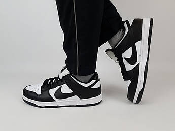 Молодіжні чоловічі кросівки чорно-білі низькі Nike SB Dunk Low White Black. Взуття весна літо Найк СБ Данк