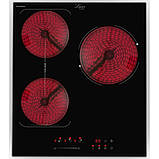 Електрична плита 45 см Три конфорки Luxor Flamme 455 SS у рамці сталь-функції Keep Warm + Stop and Go, фото 2