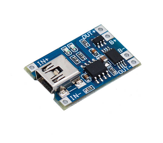 Зарядний модуль TP4056 Mini-USB з функцією захисту акумулятора 18650, Контролер заряду Li-Ion акумуляторів, фото 1