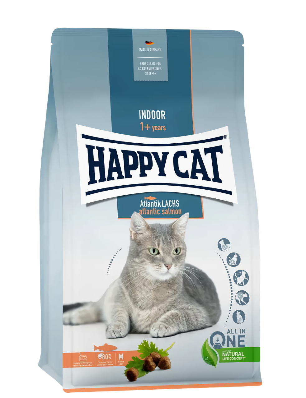 Happy Cat Indoor Atlantik Lachs сухий корм для дорослих котів, що живуть у приміщенні, 4 кг