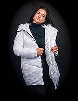 Куртка женская зимняя с капюшоном грушевидного силуэта 44-54р
