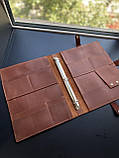 Шкіряна папка для морських документів (папка для документів моряка) коньячна, фото 2