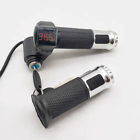 Ручка газу з цифровим вольтметром 0-99V і замком запалювання сіра вставка