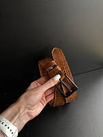 Шкіряний  ремінь 4 см коньяк