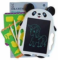 Детский LCD планшет 8,5" для рисования монохромный Панда. LCD доска для рисования+2 стилуса