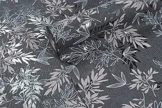 Вінілові шпалери з квітами на флізеліновій основі Vinil LS Кашемір ДХV-1594/6 графітовий (1,06х10,05 м)