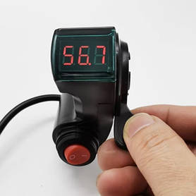 Курок газу з вольтметром і кнопкою вмикання 12V-72V