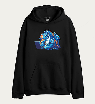 Худі толстовка з принтом  "Дракон програміст"