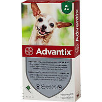 Капли от блох и клещей для собак весом до 4-х кг Bayer Advantix (Адвантикс) 4 шт/уп