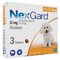Таблетки от блох и клещей для собак 2-4 кг Merial NexGard Нексгард 3 шт/уп