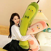 Авокадо - мягкая плюшевая игрушка обнимашка (плюшевый авокадо батон) зелёный, розовый 50 см.