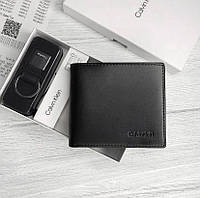Кошелек Мужской брендовый кошелек Calvin Klein Lux с брелком Denwer P Кошельок Чоловічий брендовий гаманець
