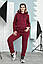 Жіночий теплий спортивний костюм великого розміру стильний на флісі з худі, сірий, синій, коричневий, бордо, фото 2