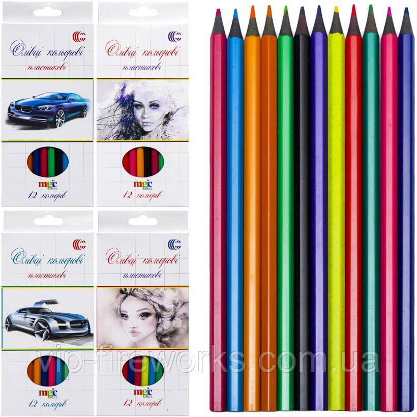 Набір кольорових олівців на 12 кольорів у картонній упаковці White Night в упаковці 12 шт