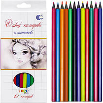 Набір кольорових олівців на 12 кольорів у картонній упаковці White Night в упаковці 12 шт, фото 2