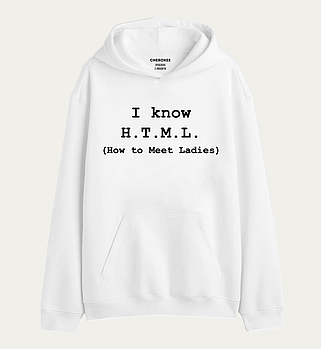 Худі толстовка в білому кольорі  "I know html"