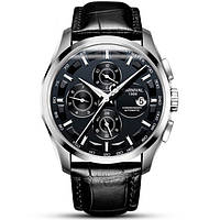 Чоловічий класичний наручний механічний годинник Carnival Genius Black 8705 Denwer P