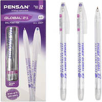 Масляная шариковая ручка фиолетовая GLOBAL 21 P2221 в упаковке 24 шт