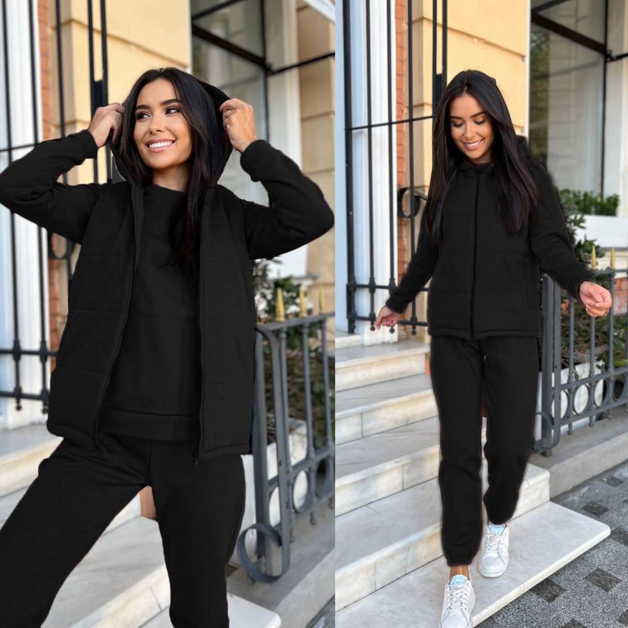 Теплий спортивний костюм-трійка Розміри: 42-44, 46-48, фото 1