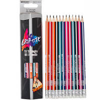Простые трехгранные карандаши с резинкой НВ Marco в упаковке 12 шт