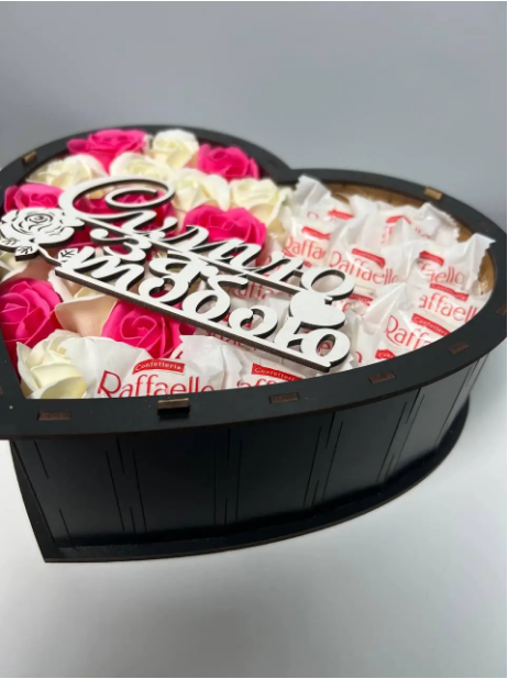 Подарочный бокс с конфетами и мыльными розами,Необычный крутой подарок для девушки в оригинальной коробке - фото 6 - id-p1958234525
