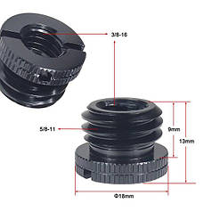 Перехідник адаптер 5/8 Male — 3/8 Female Alitek RST-49 Black шліц (широкий крок різі)