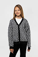 Кофта с узором для девочки Lizi Kids 3266 140 см Черно-белый (2000989938309) AM, код: 8154968