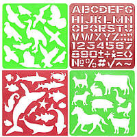 Набор из 2-х трафаретов "Животные, рыбы, буквы"