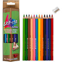 Мягкие цветные карандаши треугольной формы 12 цветов в картонной упаковке Marco в упаковке 12 шт