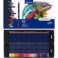 Набор цветных карандашей 100 цветов Chroma Marco в упаковке 100 шт