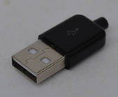 Штекер USB тип A, під шнур, корпус бакеліт, чорний