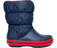 Зимние сапоги Crocs Kids Winter Puff Boot Navy/Red р. 6/23/13.5-14см