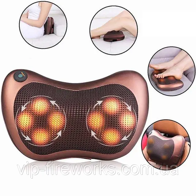 Роликова масажна подушка для спини та шиї Massage pillow | масажна подушка | масажер з підігрівом