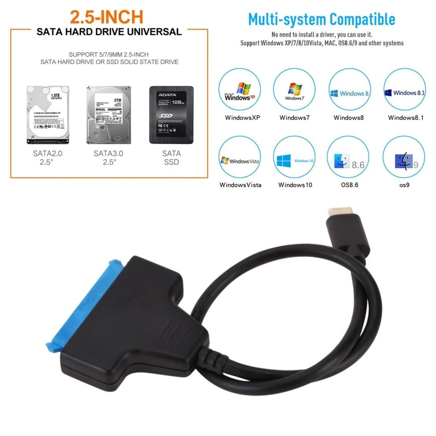 Купить Переходник адаптер USB Type C - SATA для 2,5" HDD SSD дисков ...